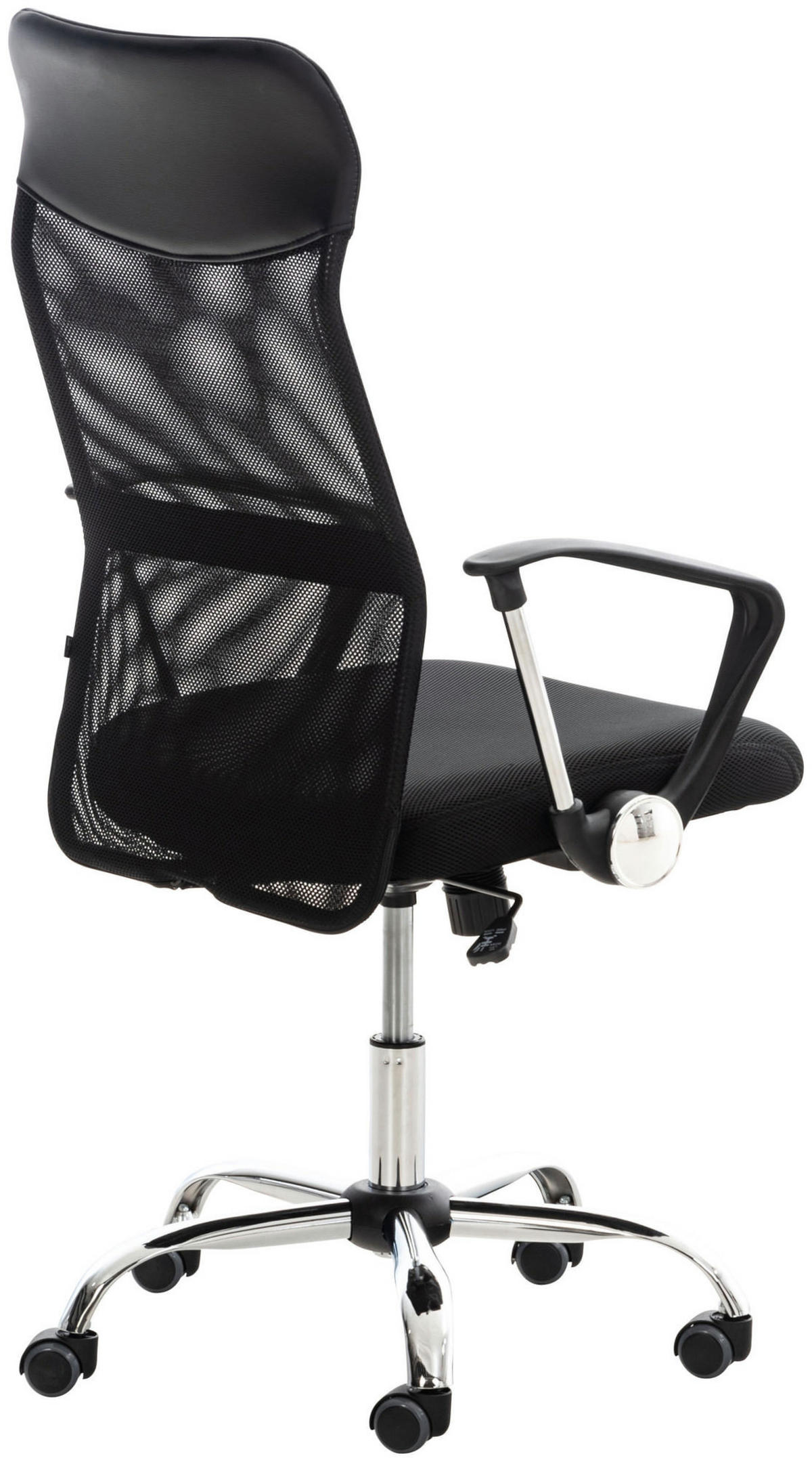 CHEFSESSEL Lederlook schwarz - Chromfarben/Schwarz, Textil/Metall (60/110/53cm) - CLP