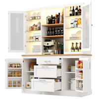 KÜCHENSCHRANK mit LED-Beleuchtung 140 x 40 x 185 cm MDF White 4-tlg. - Weiß, Holzwerkstoff (40/185/140cm) - Meubliv