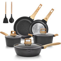 KOCHTOPFSET 10-teilig Induktion Antihaft Granit - Schwarz, Metall - Bextcok