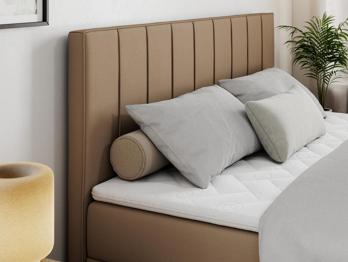BOXBETT ALLY 120/200 Braun Kunstleder - H4 - Braun, Holz/Textil (120/200cm) - MKS