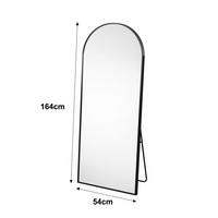 STANDSPIEGEL 164 x 54 cm, gewölbter Ganzkörperspiegel, freistehend/zur Wandmontage, Ankleidespiegel, schwarz - Schwarz, Glas/Metall (54/164/3cm) - WoodenAura