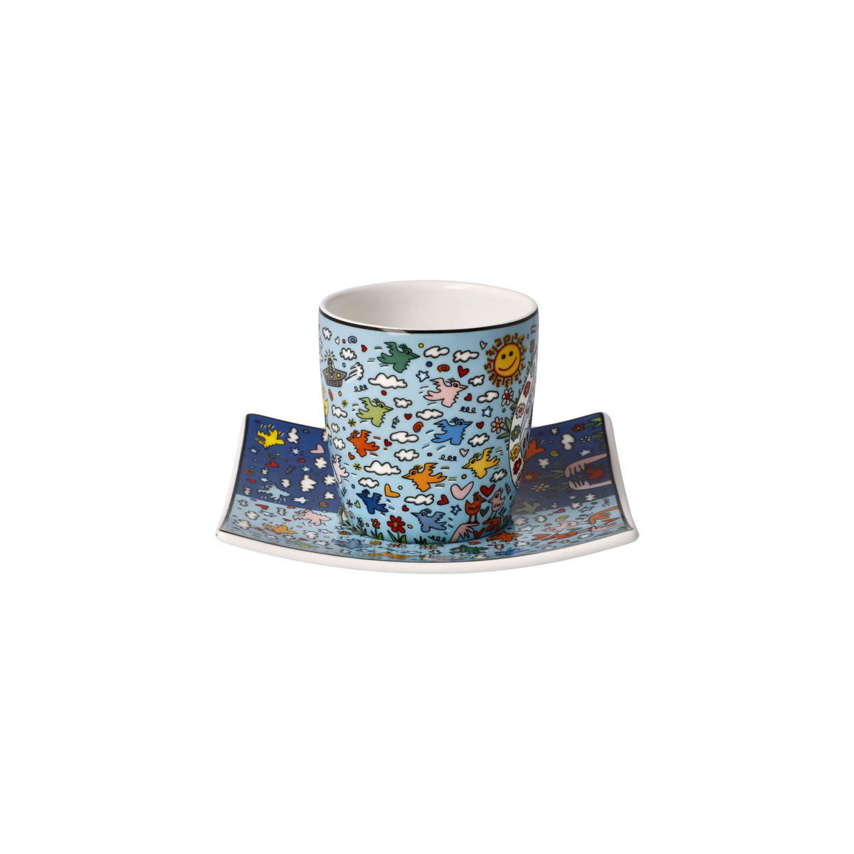 ESPRESSOTASSE James Rizzi - Give Peace a Chance, Fine Bone China, Bunt, 0.1 L - Multicolor, Keramik (0.1L) - Goebel