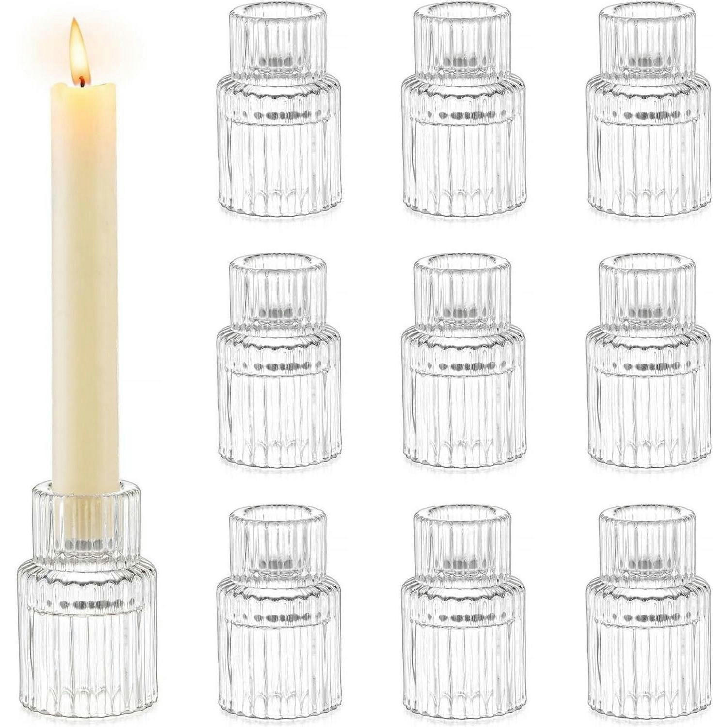 KERZENSTÄNDER 10er Set Glas Transparent 6 cm - Transparent, Glas (3.5/7/3.5cm)