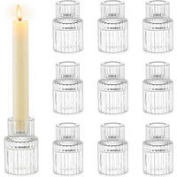 KERZENSTÄNDER 10er Set Glas Transparent 6 cm - Transparent, Glas (3.5/7/3.5cm)