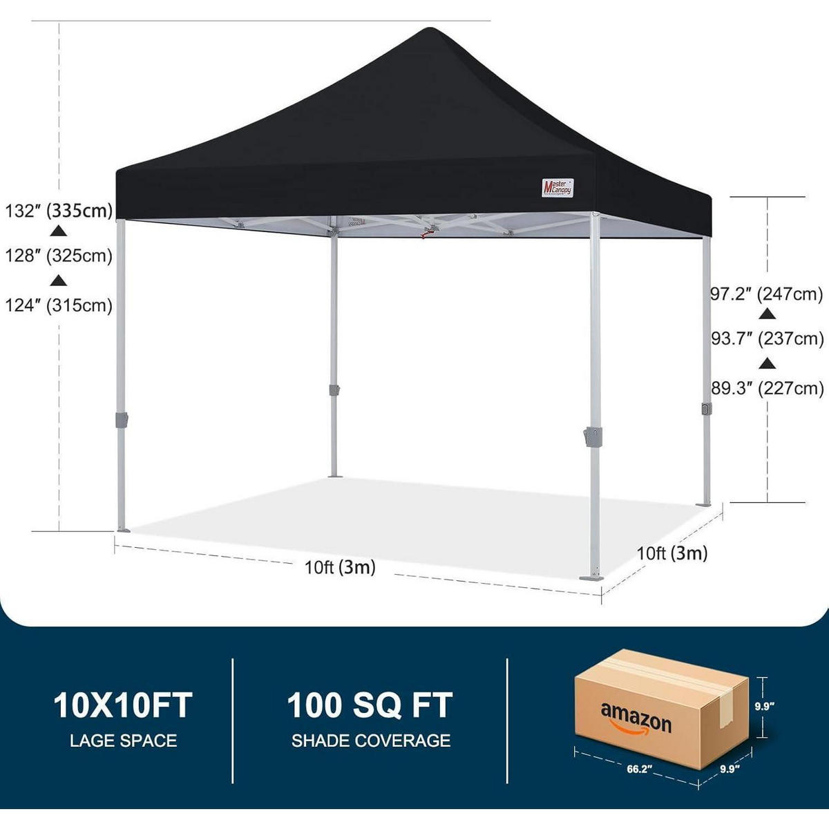 FALTPAVILLON 3 x 3 m Schwarz UV-Schutz Wasserabweisend - Schwarz, Textil (300/347/300cm)
