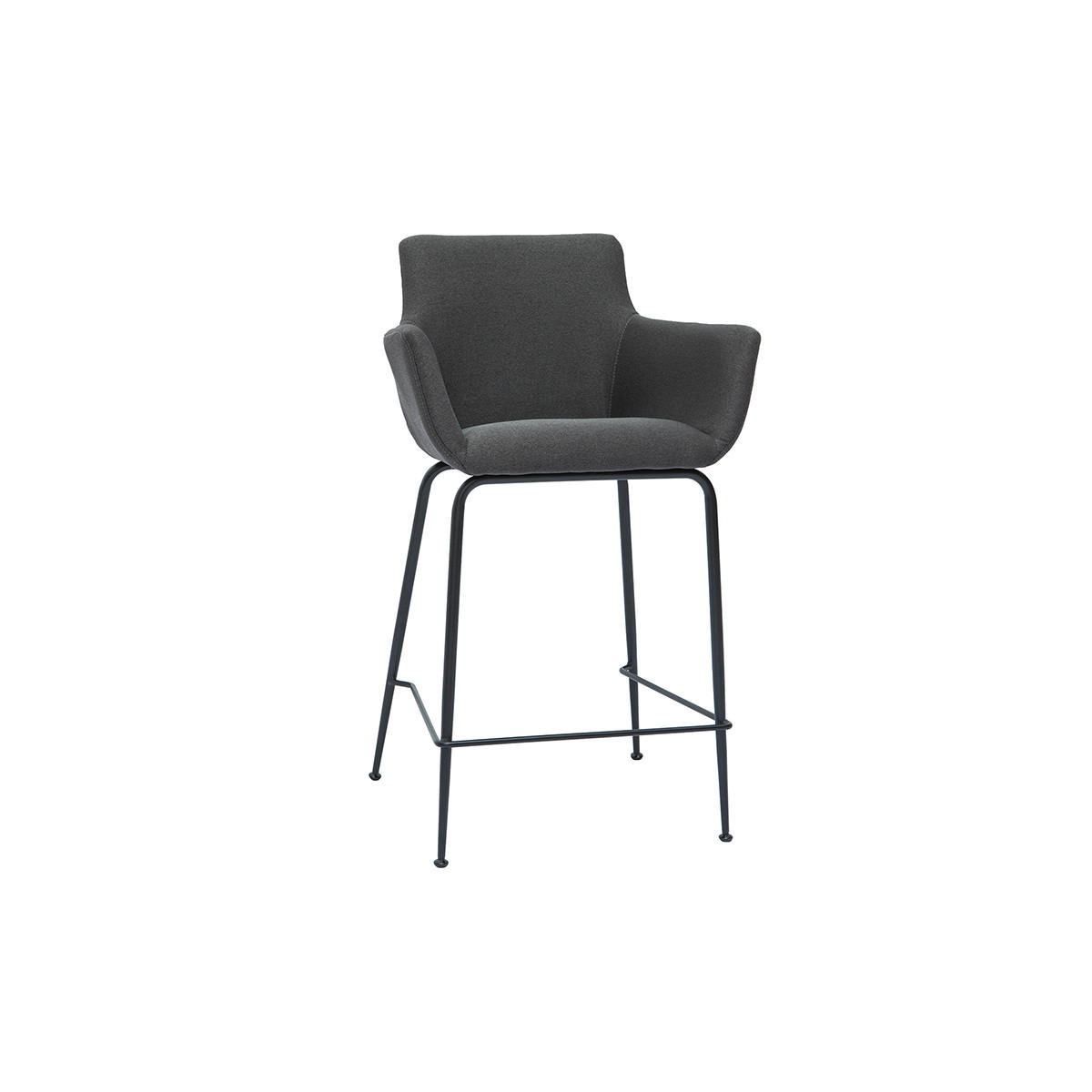 BARHOCKER Anthrazitgrauer Stoff H65 cm 2er-Set CARLIE - Dunkelgrau, Textil (50/93/54.5cm) - Miliboo