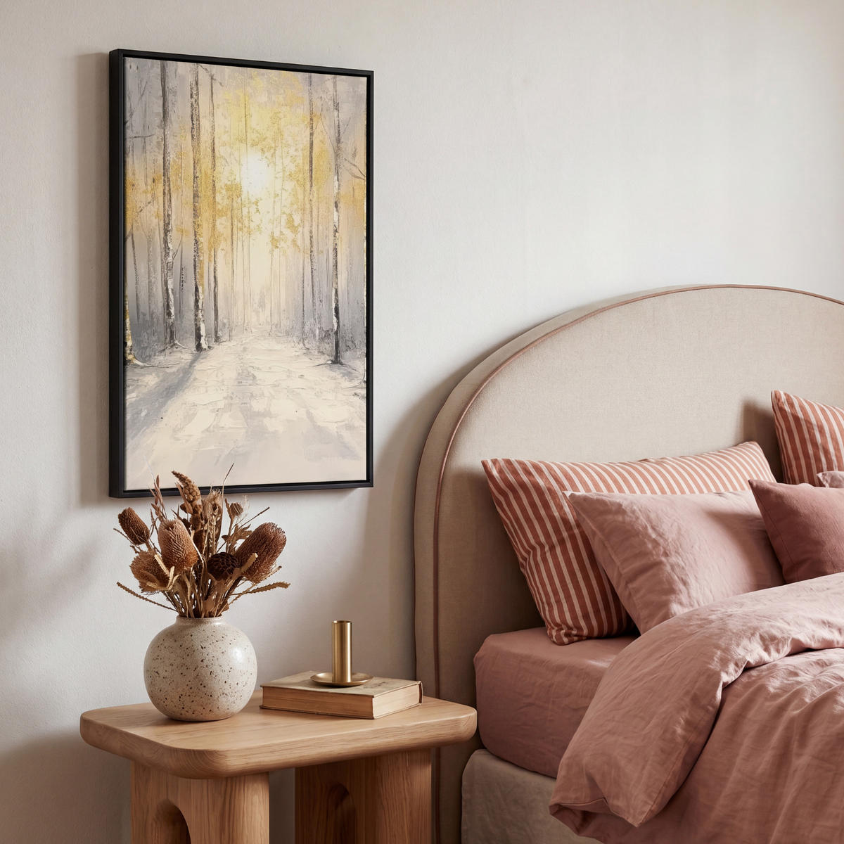 LEINWAND Bilder mit Rahmen - Winter - Abstrakt - Schnee - Natur - Sonne - 40x60 - Grau, Textil (40/60cm) - MuchoWow