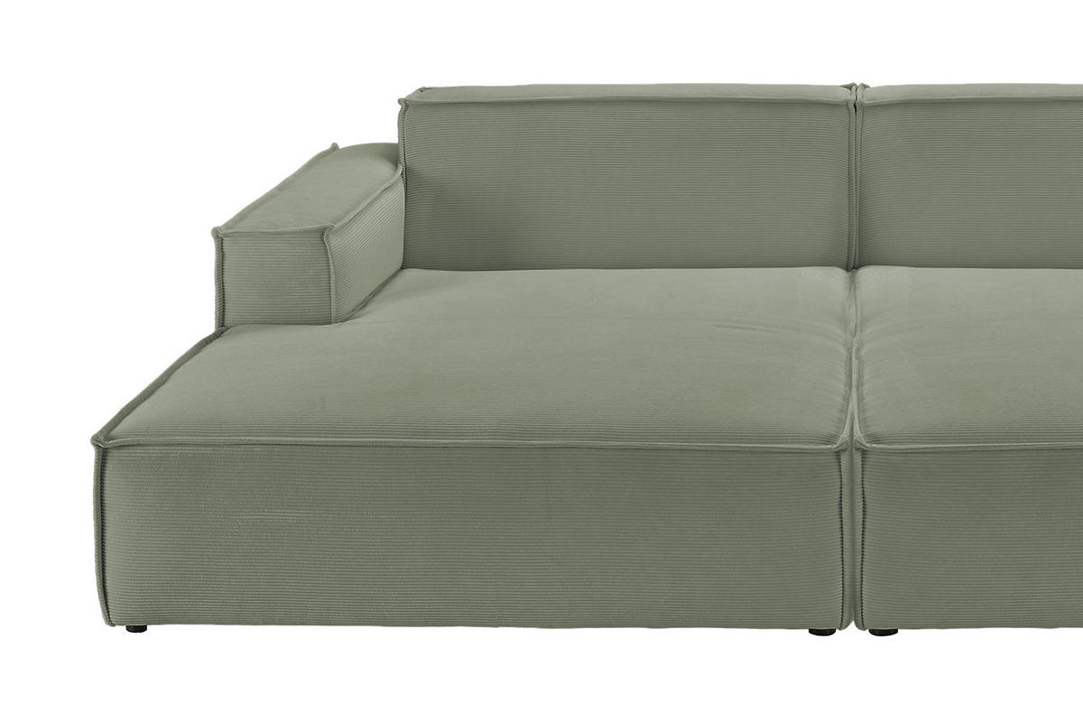 BIG SOFA SAMU Dunkelgrün Cord - Dunkelgrün/Schwarz, Textil (256/72/168cm) - KAWOLA