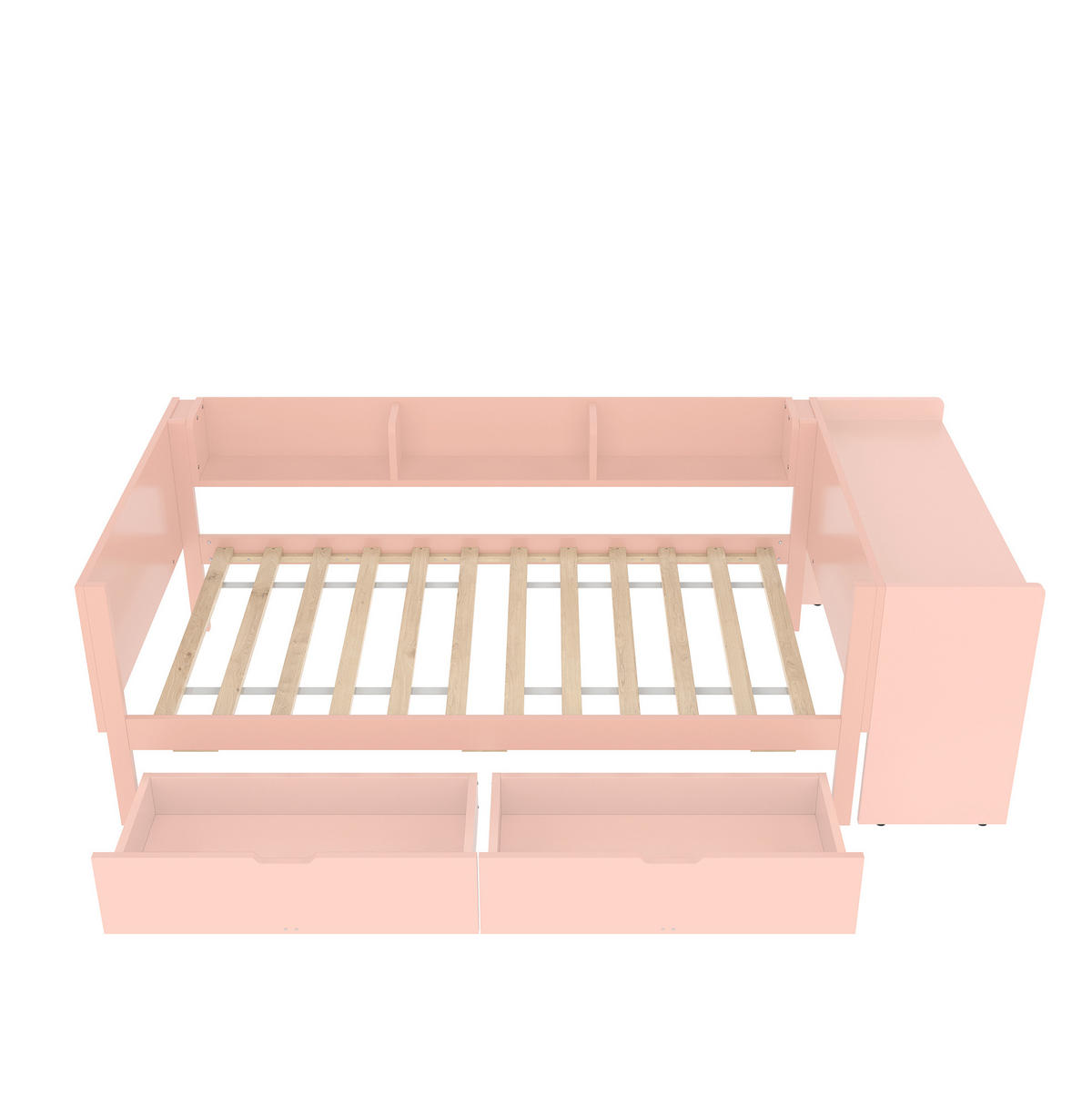 BETT 90/200 cm Rosa mit Schreibtisch und 2 Schubladen - Rosa, Holz (90/200cm) - OKWISH