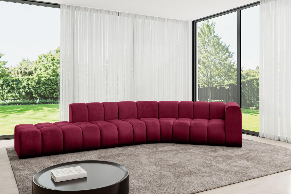 ECKSOFA modulares Sofa Tilmo-L1 - 399x194x70 cm Bordeauxrot - Bordeaux, Holzwerkstoff/Textil (399/194cm) - ALTDECOR