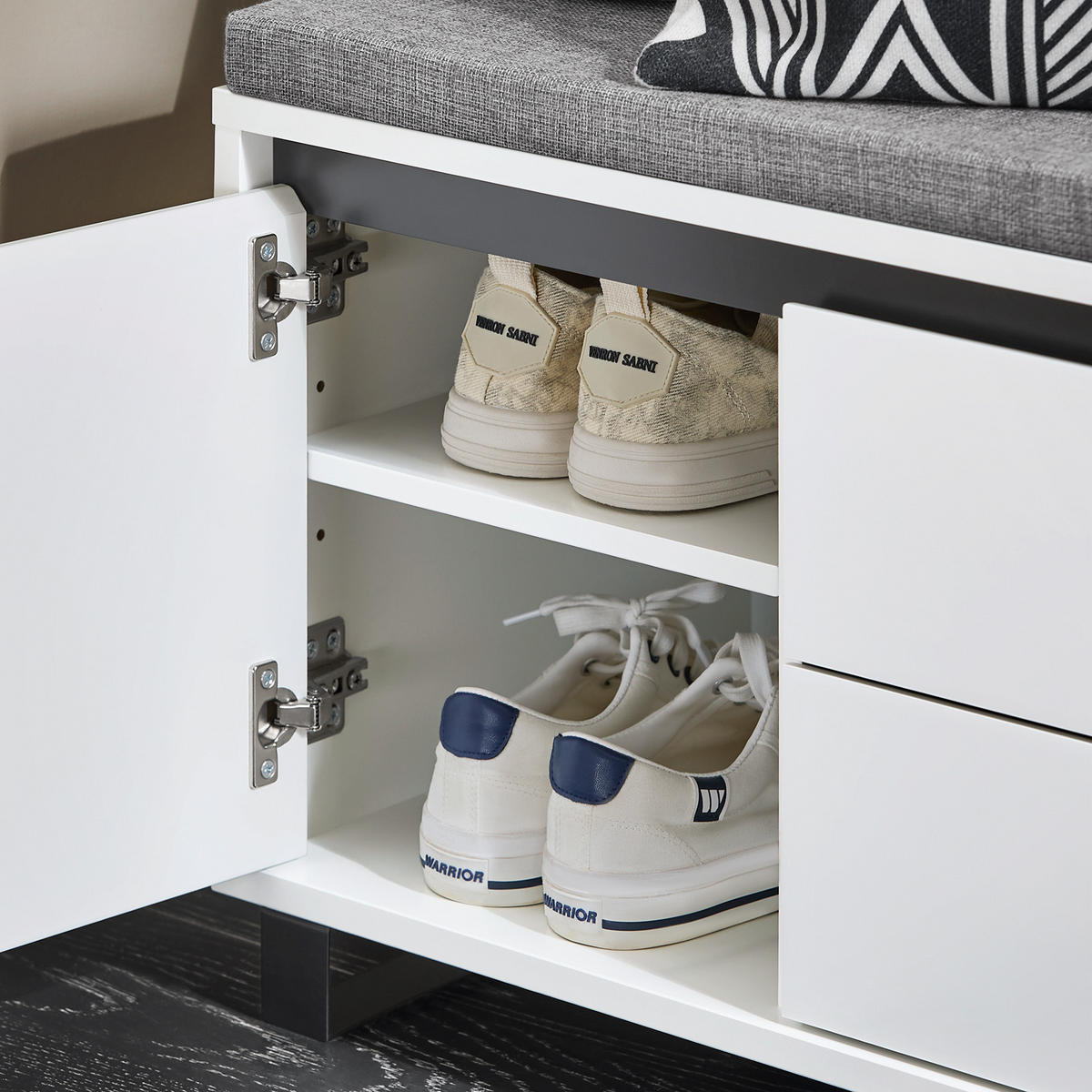 SCHUHBANK Weiß - Weiß, Holzwerkstoff/Metall (110/42/35cm) - SoBuy
