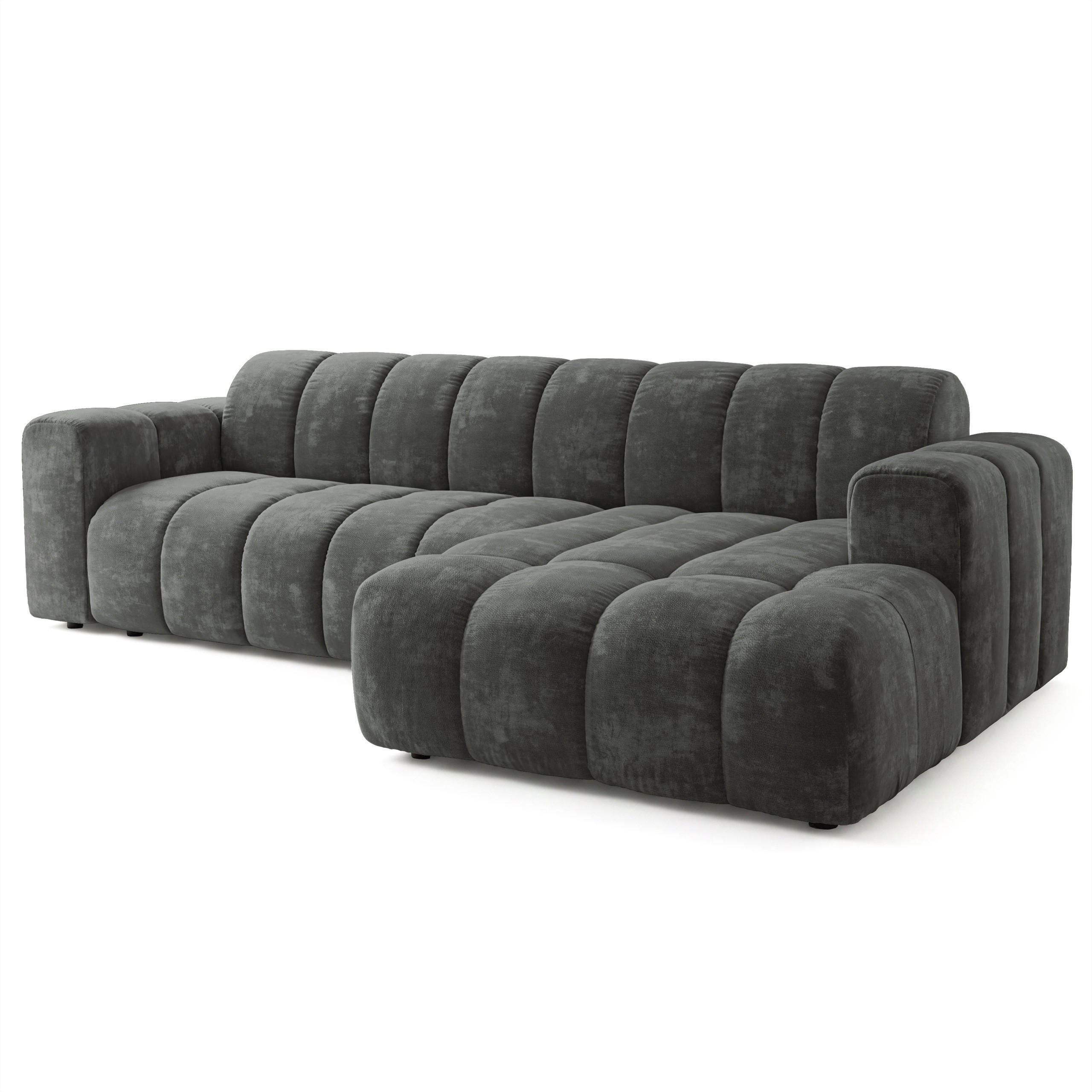 ECKSOFA SETIA LM R-S Grau Chenille - Grau, Holzwerkstoff (304/165cm) - MASSENO