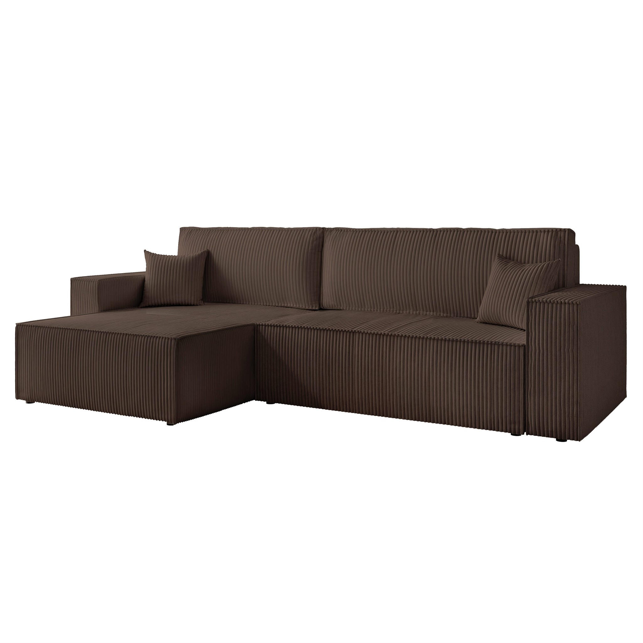 ECKSOFA Adara Max Mit Schlaffunktion - Braun, Holzwerkstoff/Textil (276/145cm) - Fun Möbel