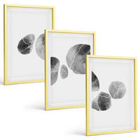 BILDER SET 3er Set - 40x60 cm Goldrahmen - Abstrakte Kunst, Farbspritzer - Goldfarben, Kunststoff (40/60cm) - TULUP