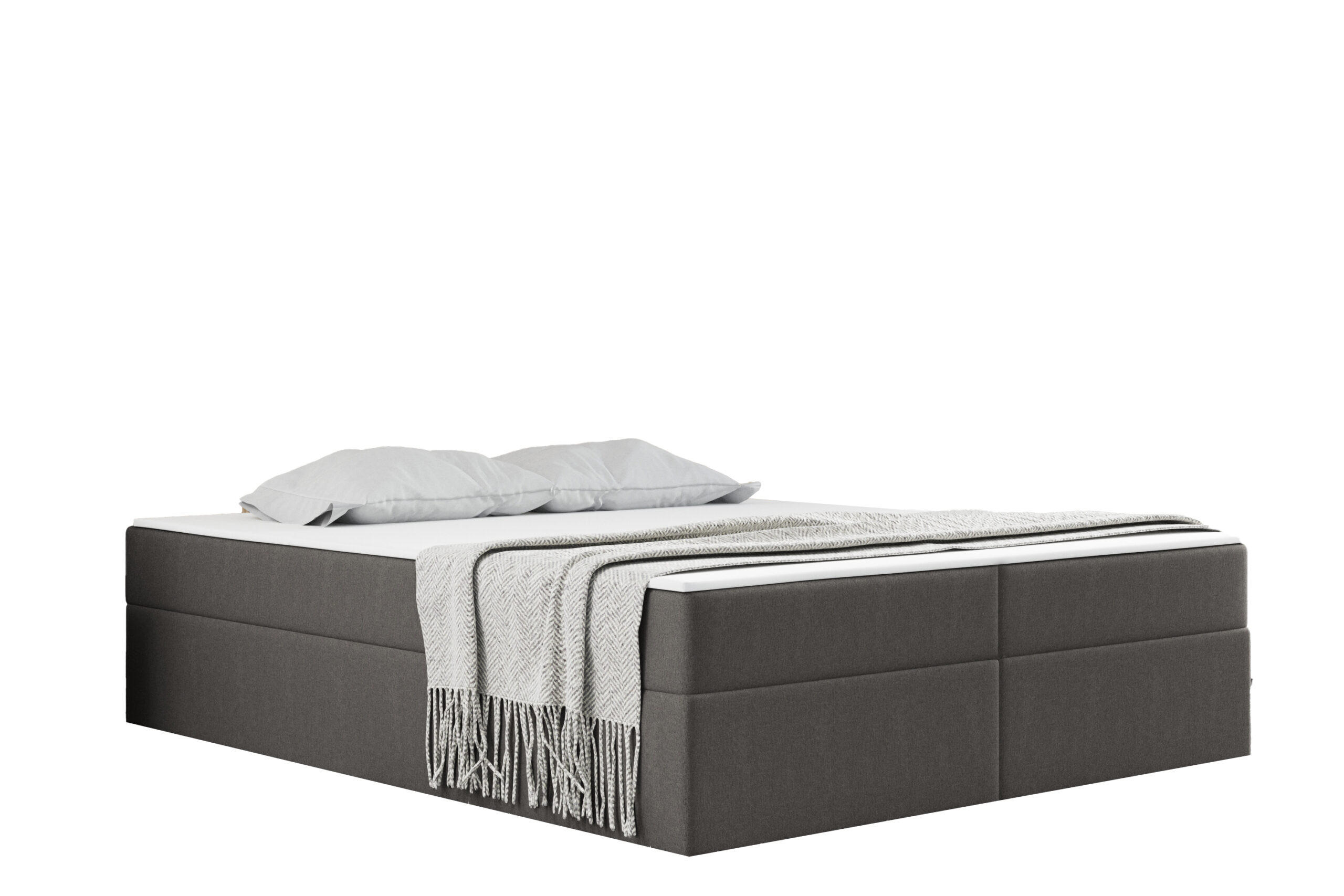 Kaiser Möbel KONTINENTÁLNÍ POSTEL s úložným prostorem, matrací a topperem Ruben Šedá 200x200 cm H2-Pocket