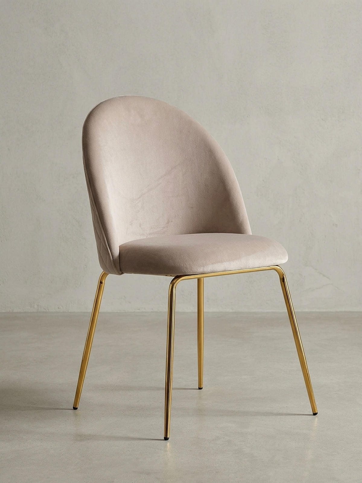 ESSZIMMERSTUHL 2er Set Samtbezug mit Metallgestell Diamantsteppung Skandinavisch gepolstert, Beige 53x50x87 cm - Beige/Goldfarben, Textil/Metall (53/87/50cm) - KADIMA DESIGN