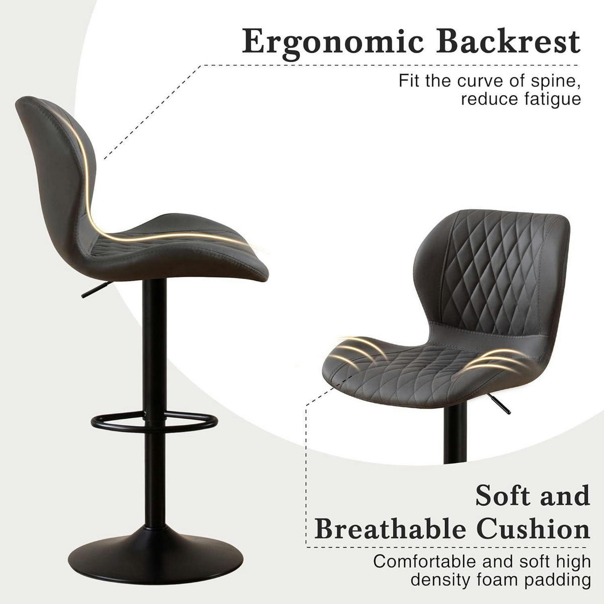 BARHOCKER mit Lehne, höhenverstellbar, dunkelgrau - Grau, Kunststoff (46.5/111/38cm)