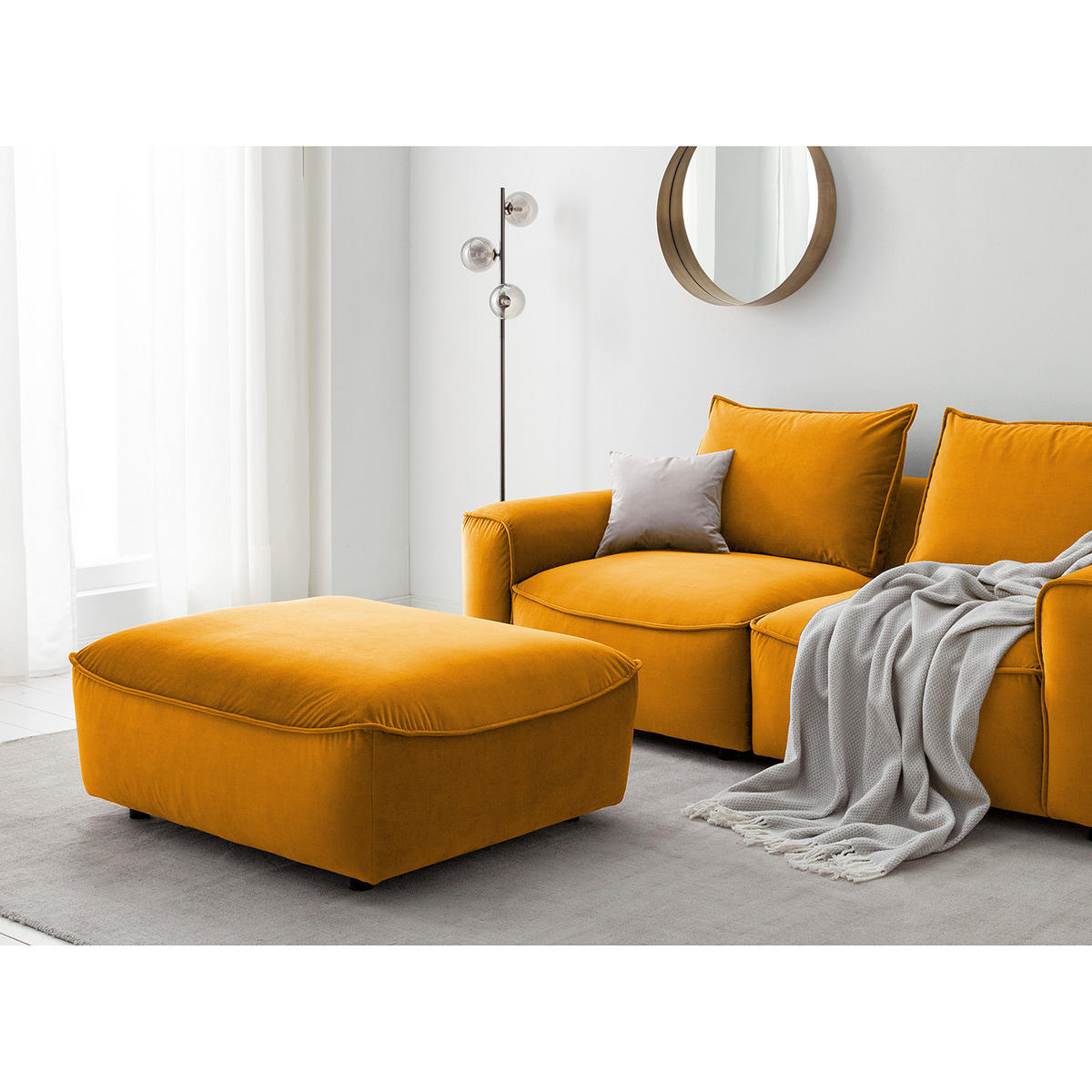 POLSTERHOCKER - Schwarz/Orange, Holz/Kunststoff (103/42/90cm) - home24