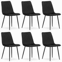 STUHL SCANNO 6-er Set, Schwarz, mit Samtstoff gepolstert - Schwarz, Textil/Metall (45/89/53cm) - Komodee