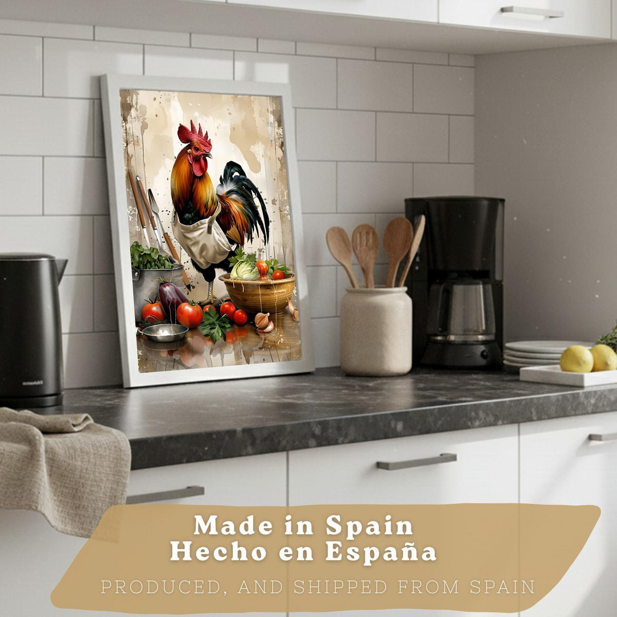 PLAKAT Sada 2 Animal Chef A4 Bílý rám - bílá, papír (29.7/1/21cm) - Nacnic