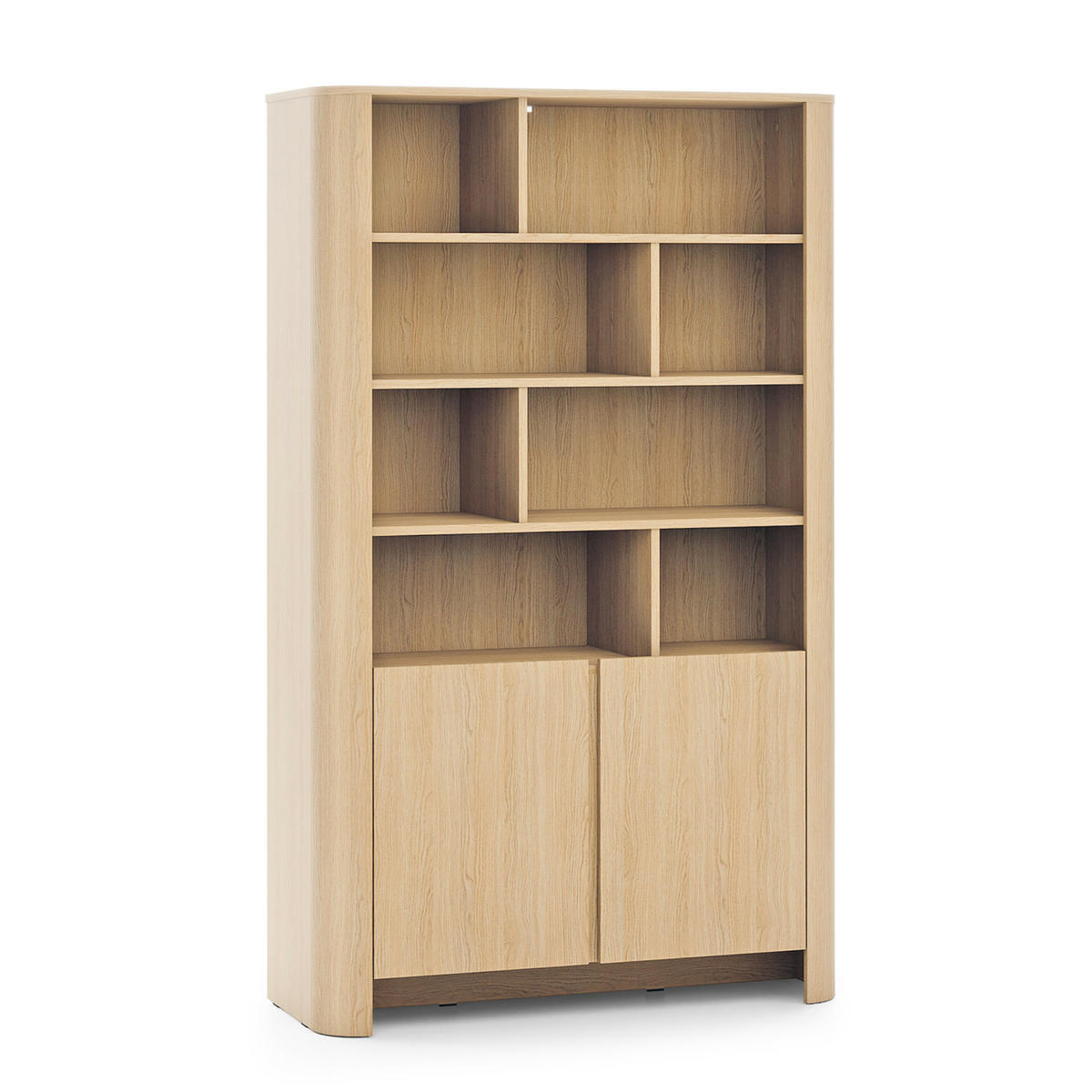 BÜCHERREGAL AMOS REG1-2D Abgerundeter Korpus, Eiche - Eichefarben, Holzwerkstoff/Kunststoff (103/170/39cm) - Komodee