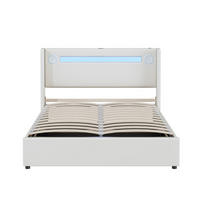 POLSTERBETT mit LED-Beleuchtung 140/200 cm in Weiß mit Bettkasten & USB - Weiß, Kunststoff (140/200cm) - BEAOK