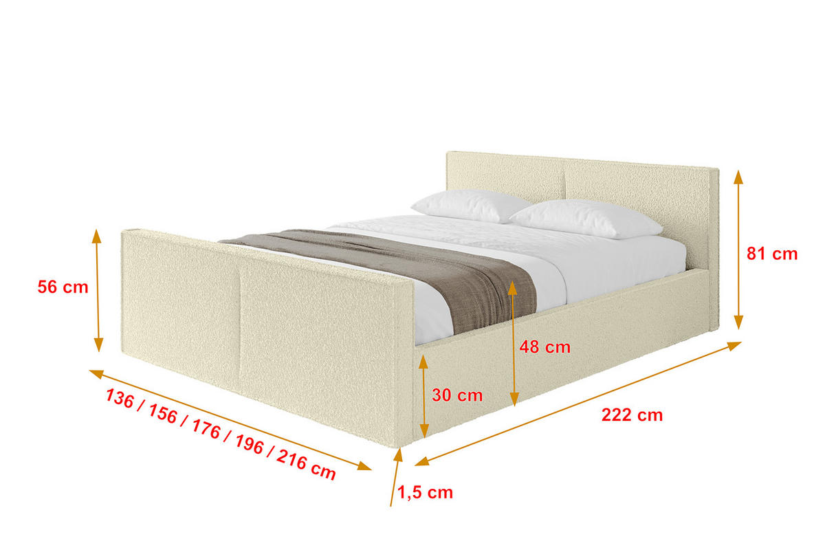 POLSTERBETT mit Bettkasten, Fußteil und Lattenrost, Boxbett mit Matratze H3/H4 - EMMI-Z-V1 180x200 Beige - Taupe, Holzwerkstoff/Textil (180/200cm) - ALTDECOR