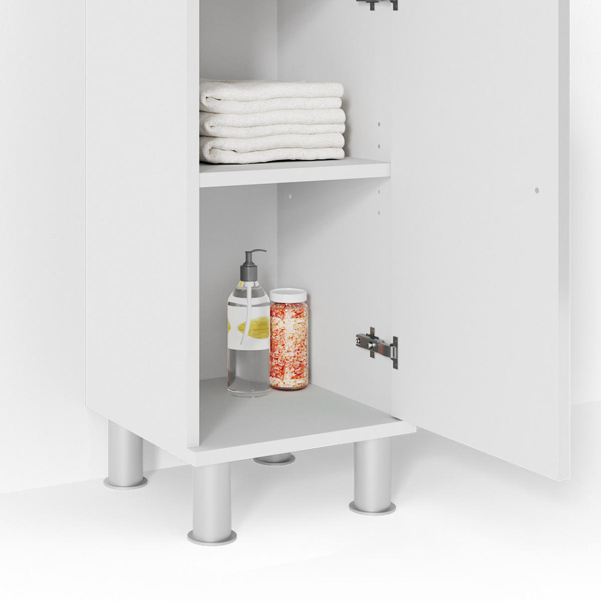 BADMÖBEL-SET Fynn Weiß Hochglanz 4 Teile - Weiß Hochglanz/Weiß, Holzwerkstoff (60/54/32cm) - Vicco