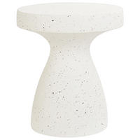 GARTEN BEISTELLTISCH Beton Terrazzo Optik cremeweiß 39 cm Biviere - Weiß, Stein (39/39/46cm) - Beliani