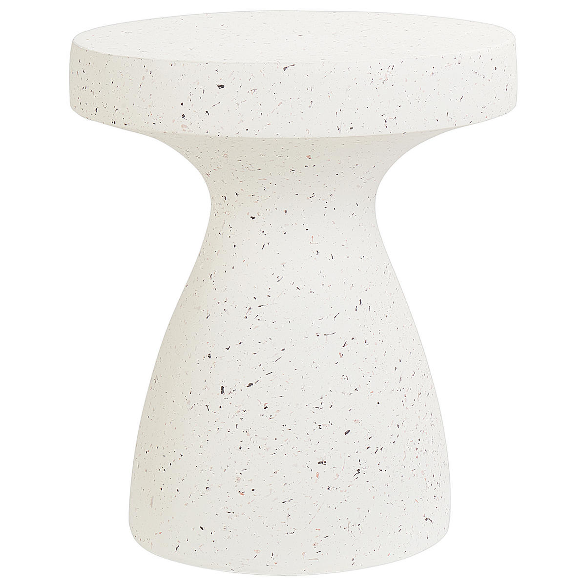 GARTEN BEISTELLTISCH Beton Terrazzo Optik cremeweiß 39 cm Biviere - Weiß, Stein (39/39/46cm) - Beliani
