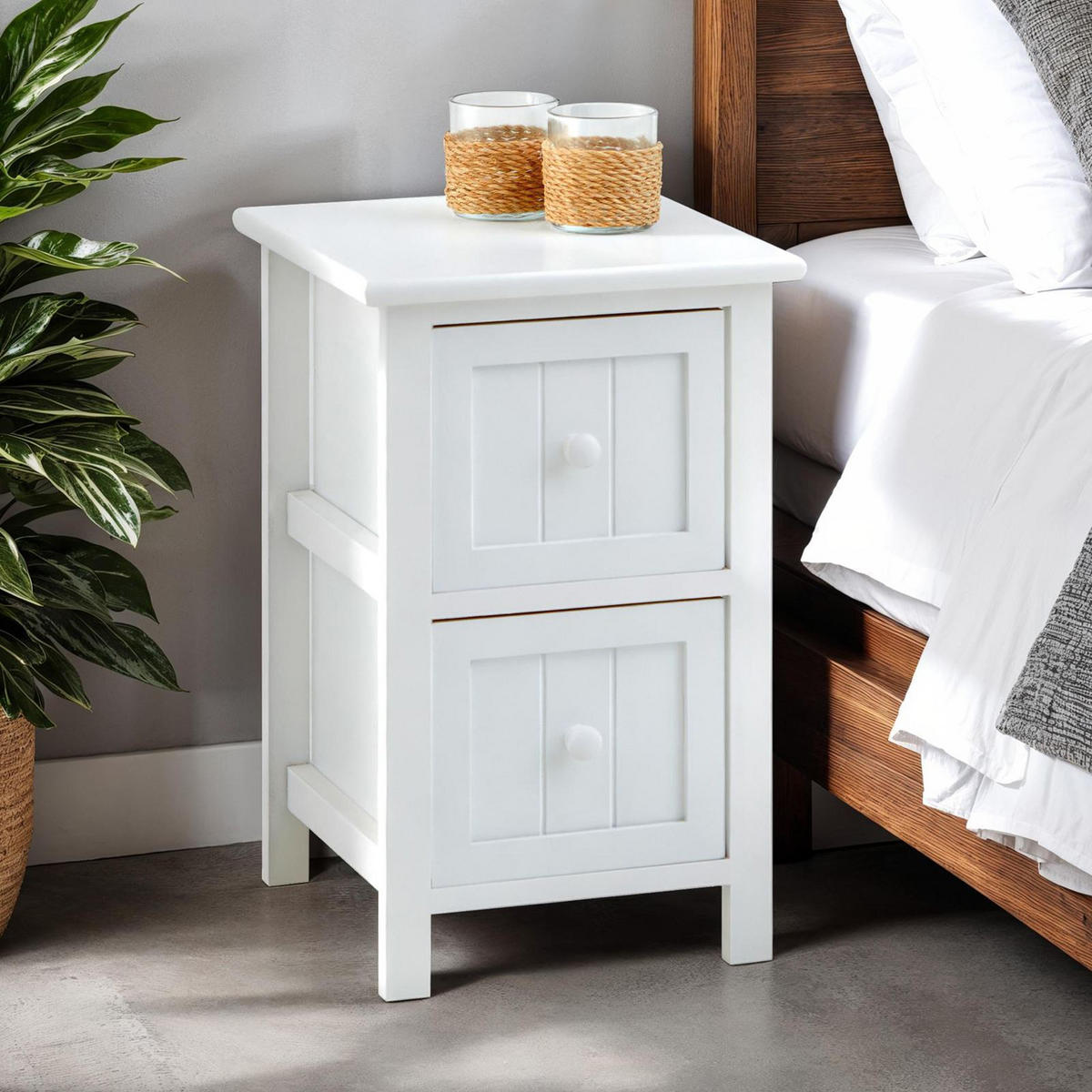 NACHTTISCH TREYA weiß - Weiß, Holz (28/46/31cm) - IDIMEX