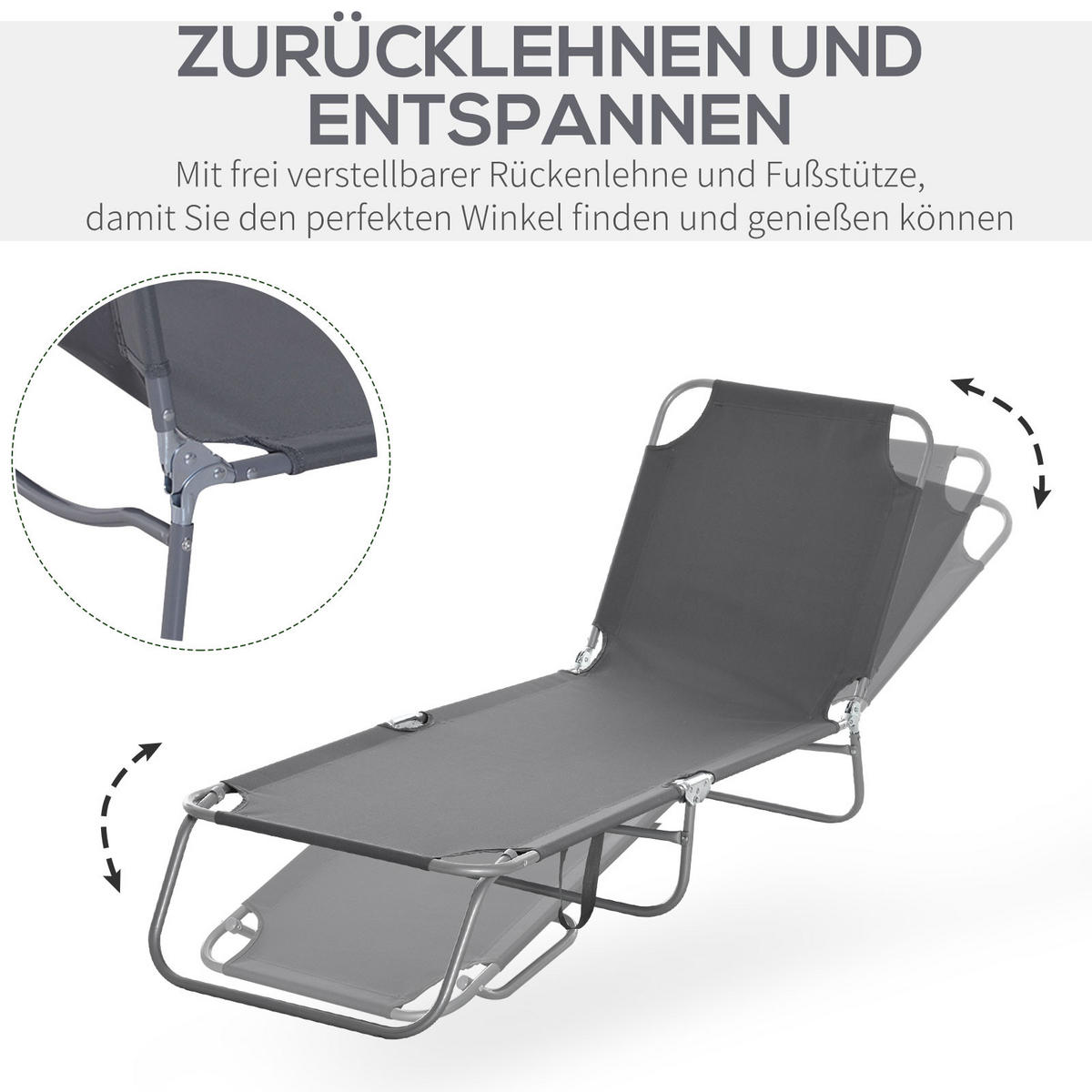 SONNENLIEGE - Blau, Textil/Metall (55/24/187cm) - Outsunny