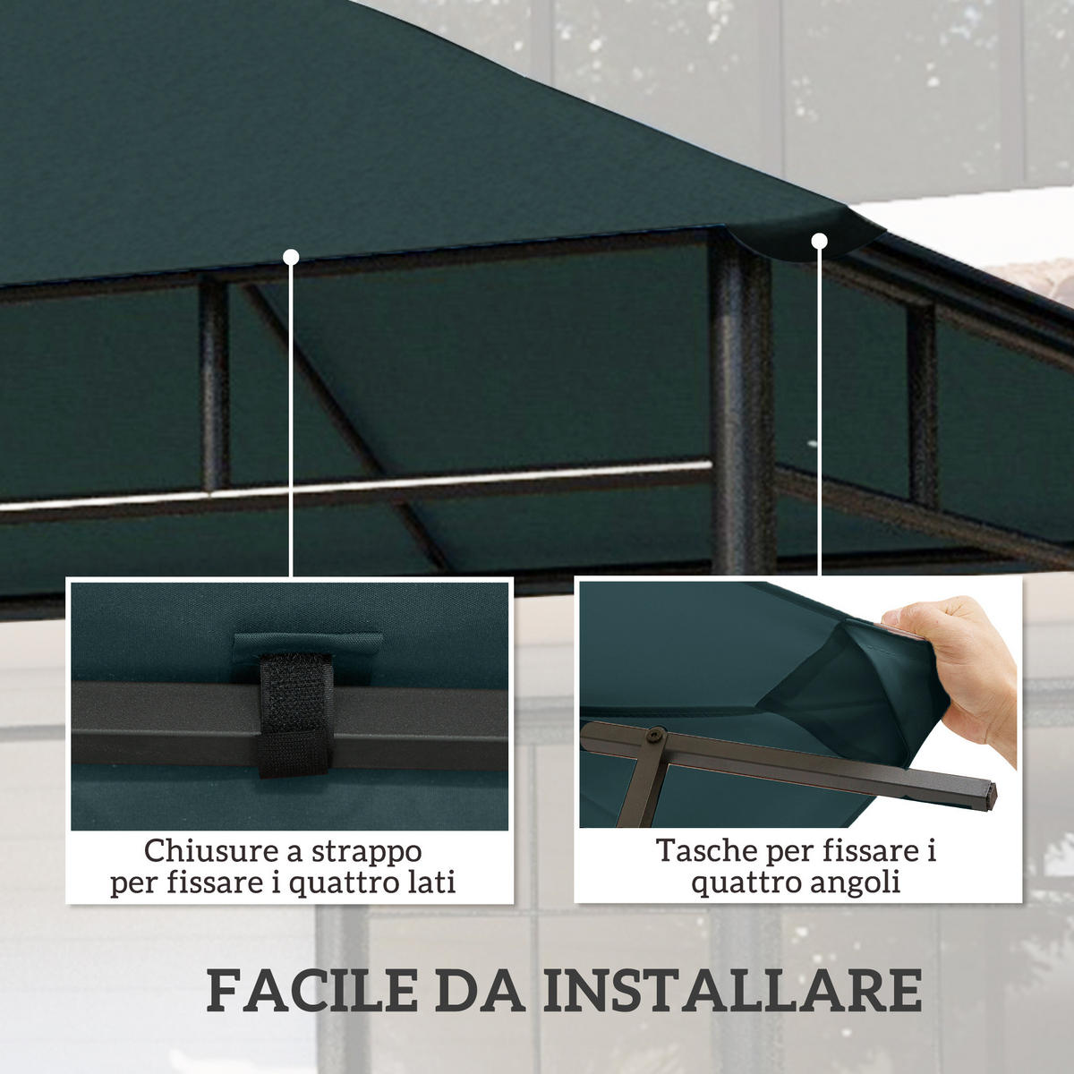ERSATZDACH, 3x3 m für Pavillon, grau, Polyester, mit 8 Belüftungslöchern - Multicolor, Kunststoff (298/298cm) - FORIOUS