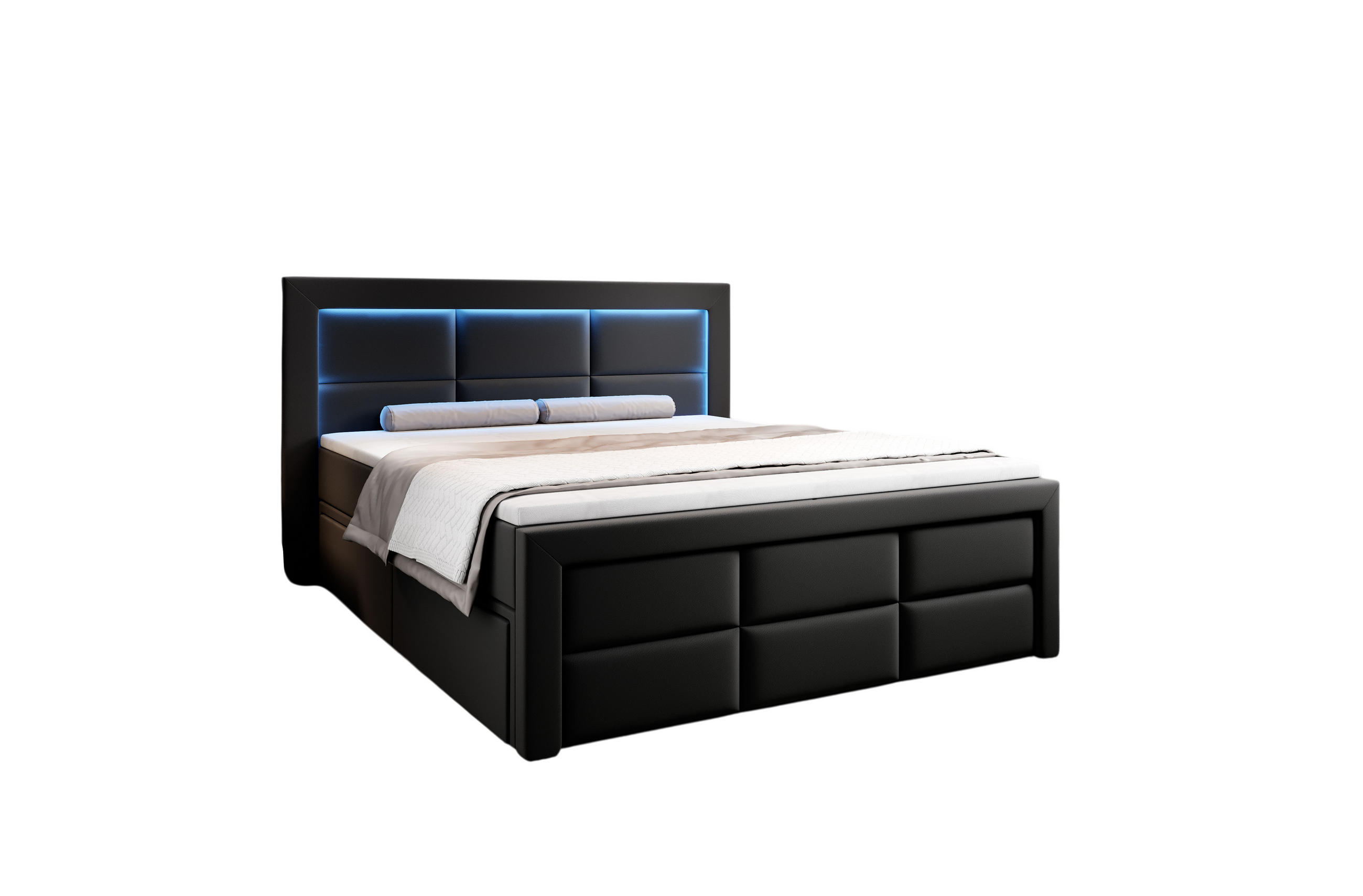 Prometo Möbel Boxspringbett Schwarz Hochglanz