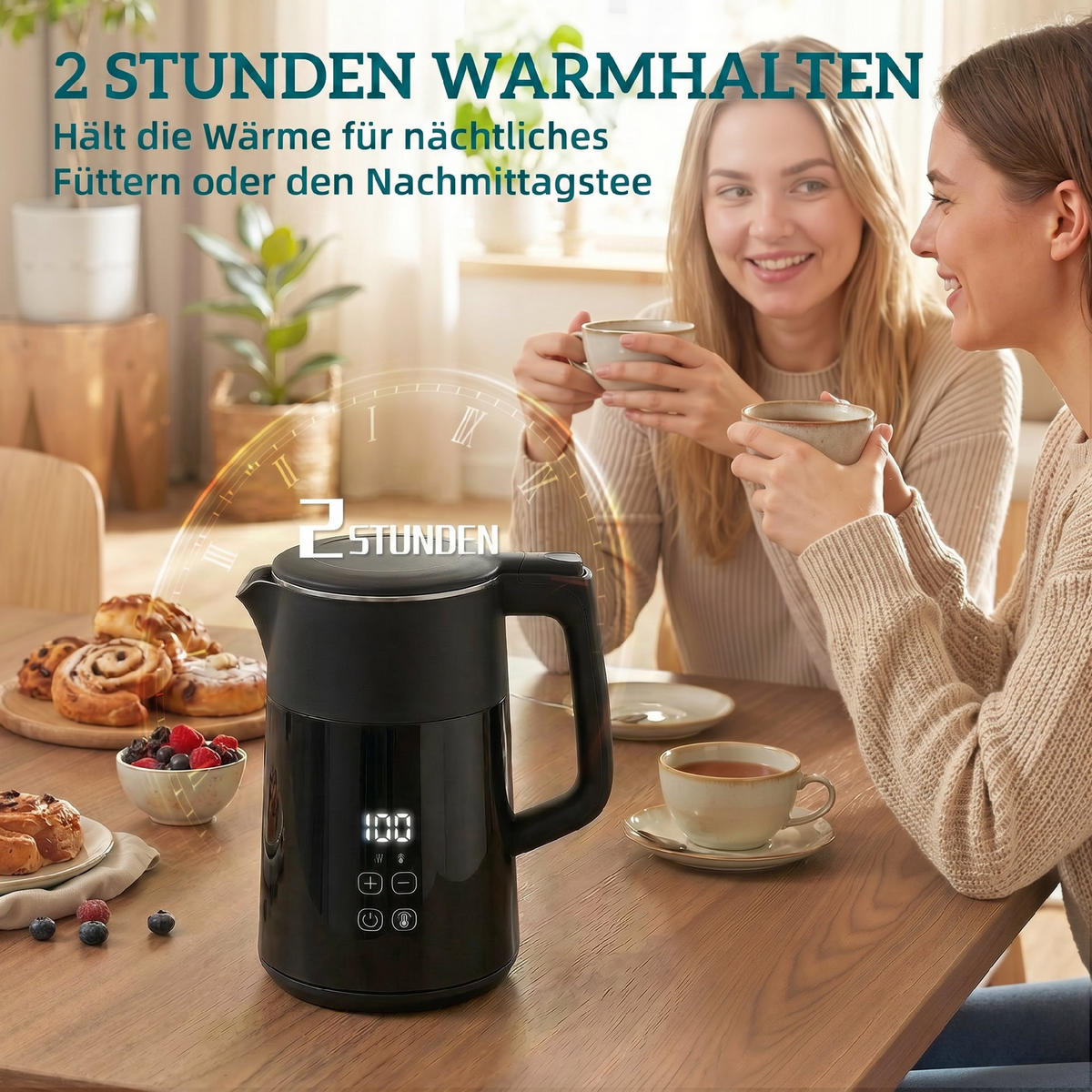 WASSERKOCHER Edelstahl Kunststoff Schwarz - Schwarz, Kunststoff/Metall (21.8cm) - HOMCOM