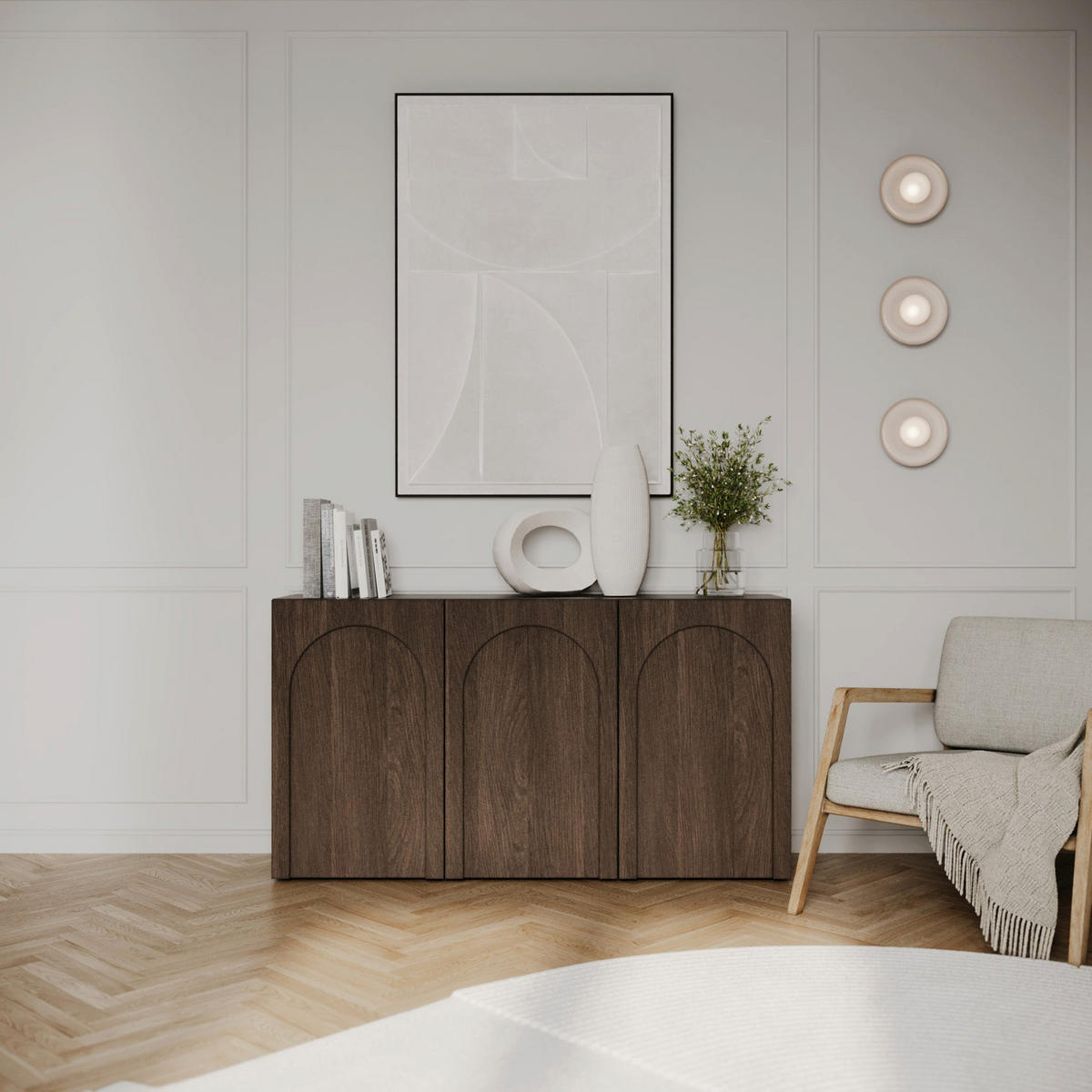 SIDEBOARD Arkadia 3-türig 150 cm - Dunkelbraun, Holzwerkstoff (150/81/35cm) - Selsey