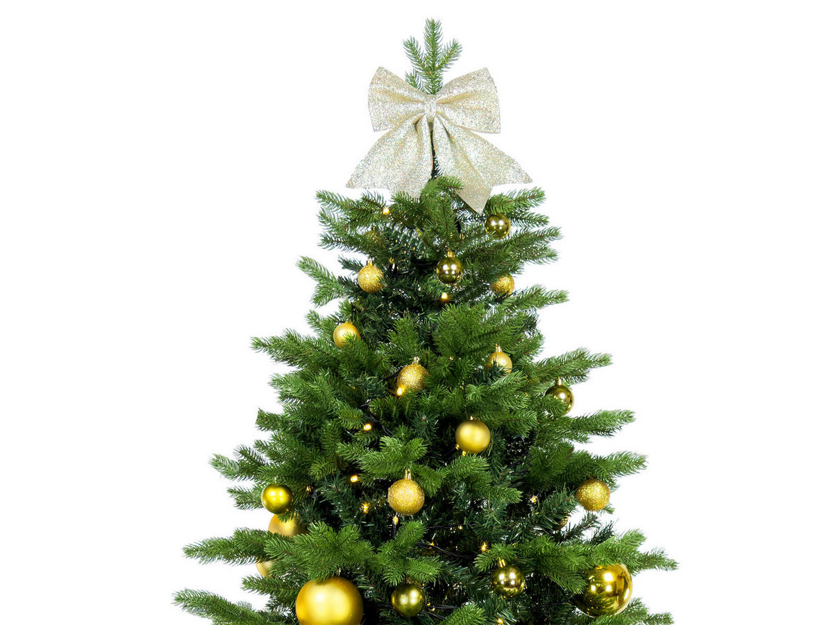 LAALU WEIHNACHTSBAUM geschmückt künstlich mit 73 Ornamenten GOLDEN CHRISTMAS II 210 cm Baum mit Ständer und Christbaumschmuck - Champagner/Goldfarben, Kunststoff (210cm) - LAALU