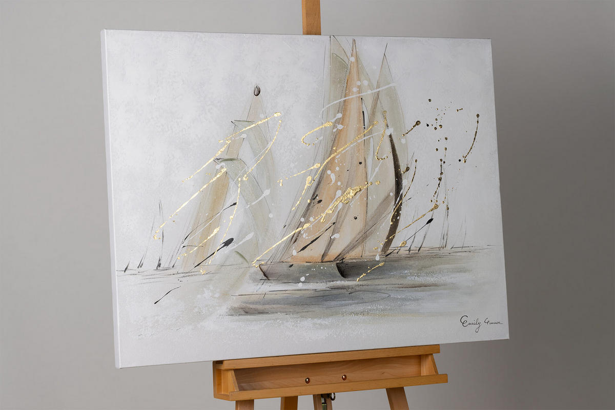ACRYLBILD HANDGEMALT 100/75 cm - Beige/Grau, Holz/Textil (100/75cm) - KUNSTLOFT