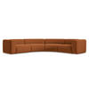 ECKSOFA Samt Stoff Orange - Terracotta/Schwarz, Kunststoff/Textil (318/318cm) - Makamii