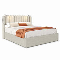 POLSTERBETT mit Bettkasten 140x200 cm Leinen Beige USB & Leselicht - Beige, Metall (140/200cm) - Meubliv