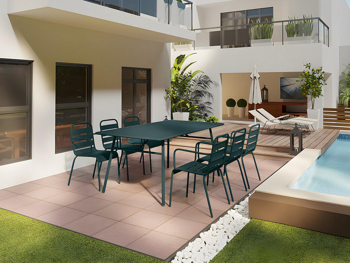 GARTENSESSEL stapelbar 2er-Set - Metall - Tannengrün - MIRMANDE von MYLIA - Grün, Metall (56/79/59cm) - Vente-Unique