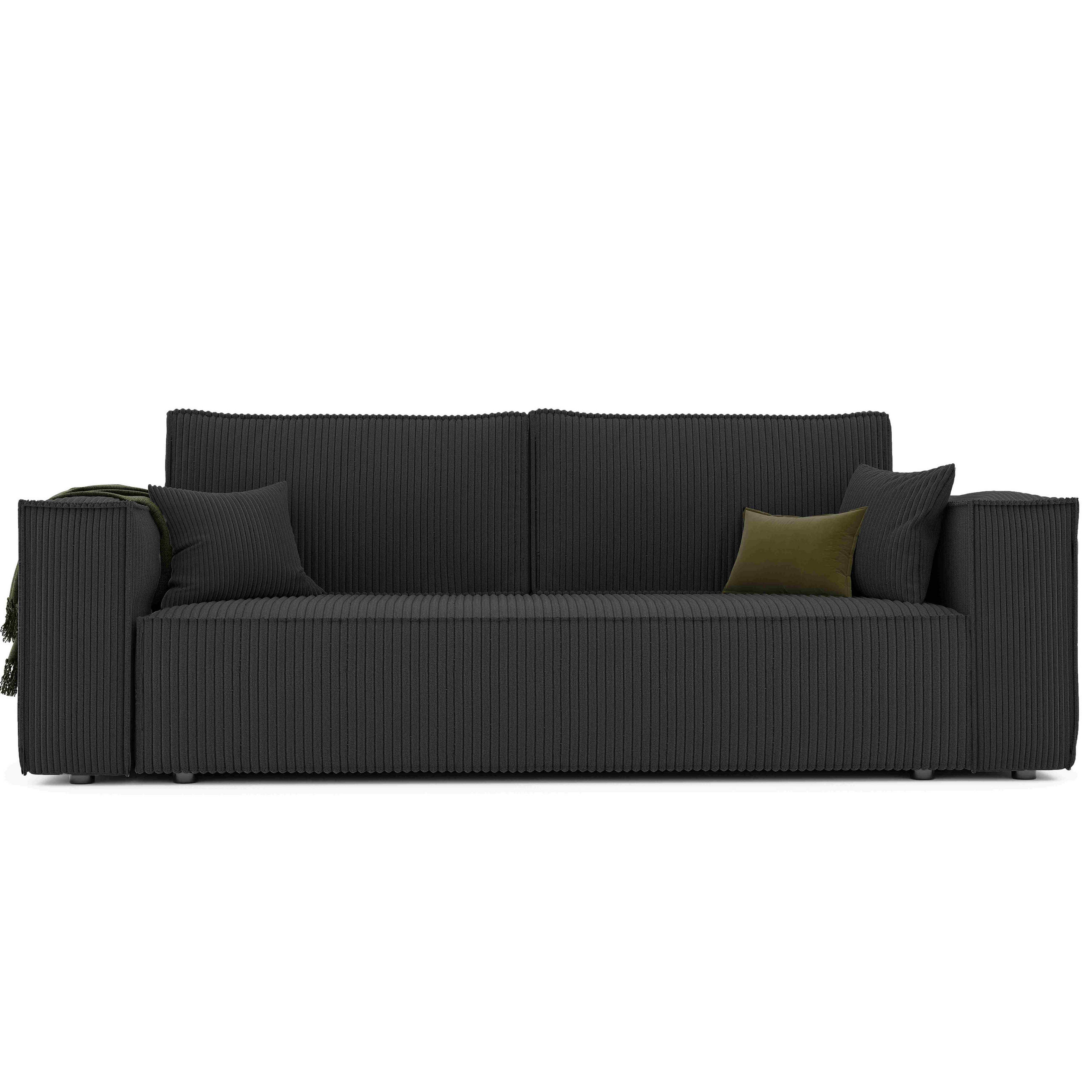 SOFA mit Schlaffunktion und Bettkasten, Schwarz - Schwarz, Holzwerkstoff/Textil (240/84/105cm) - Idohome