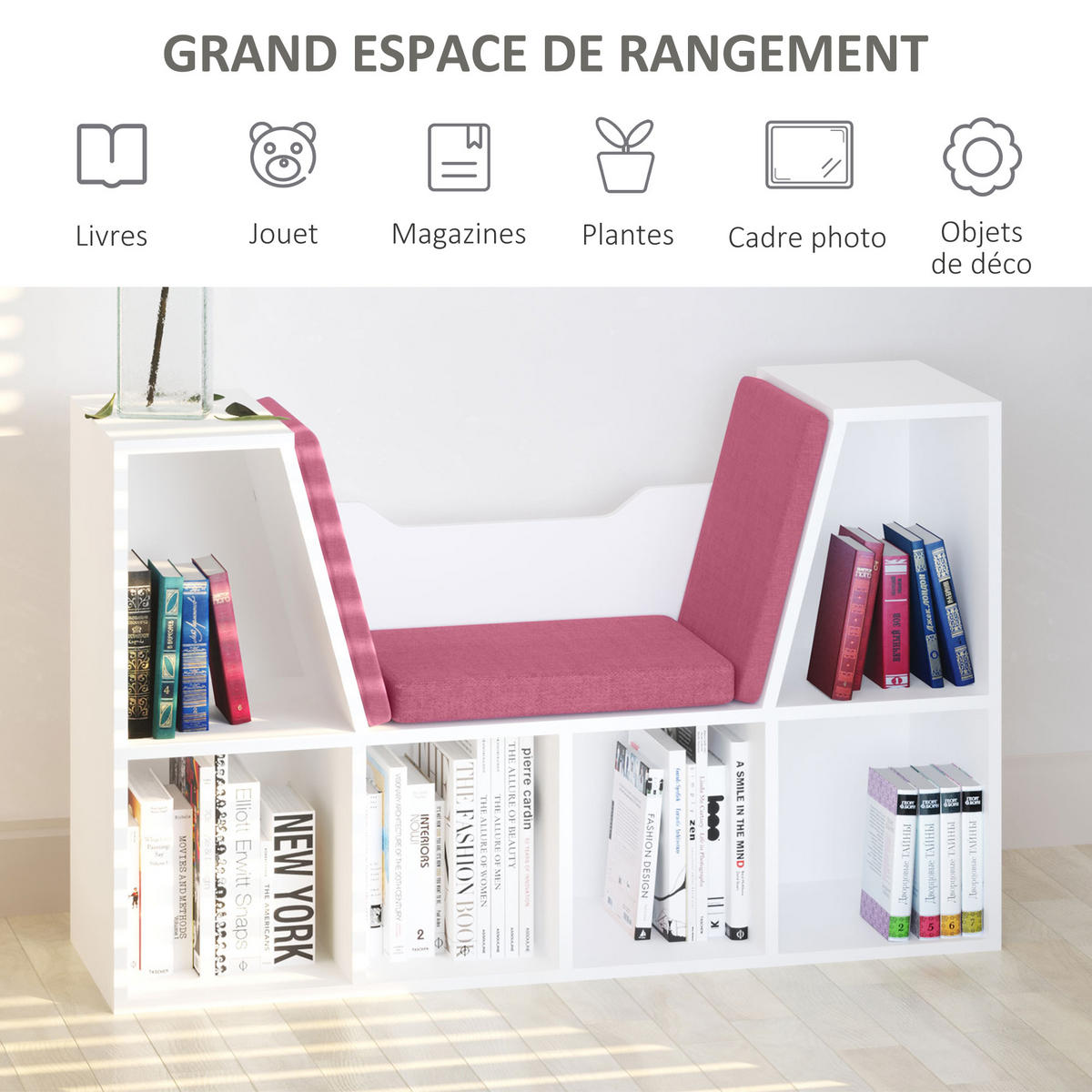 KINDERREGA DE-15470 102/30/61 cm, 6 Fächer Rosa - Pink, Holzwerkstoff (102/61/30cm) - ComfortXL