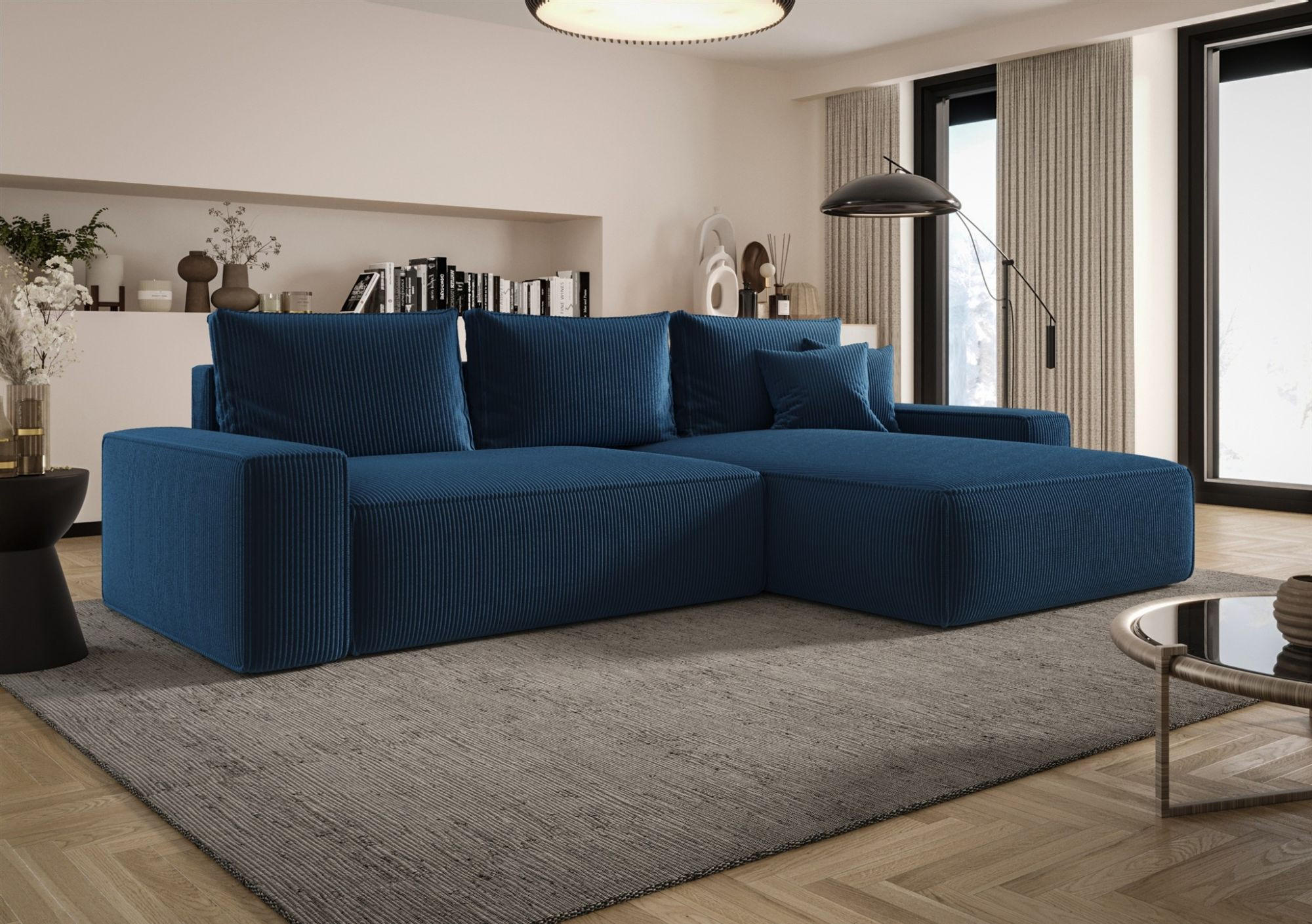 ECKSOFA Walken Mit Schlaffunktion - Blau, Holzwerkstoff/Textil (280/185cm) - Fun Möbel
