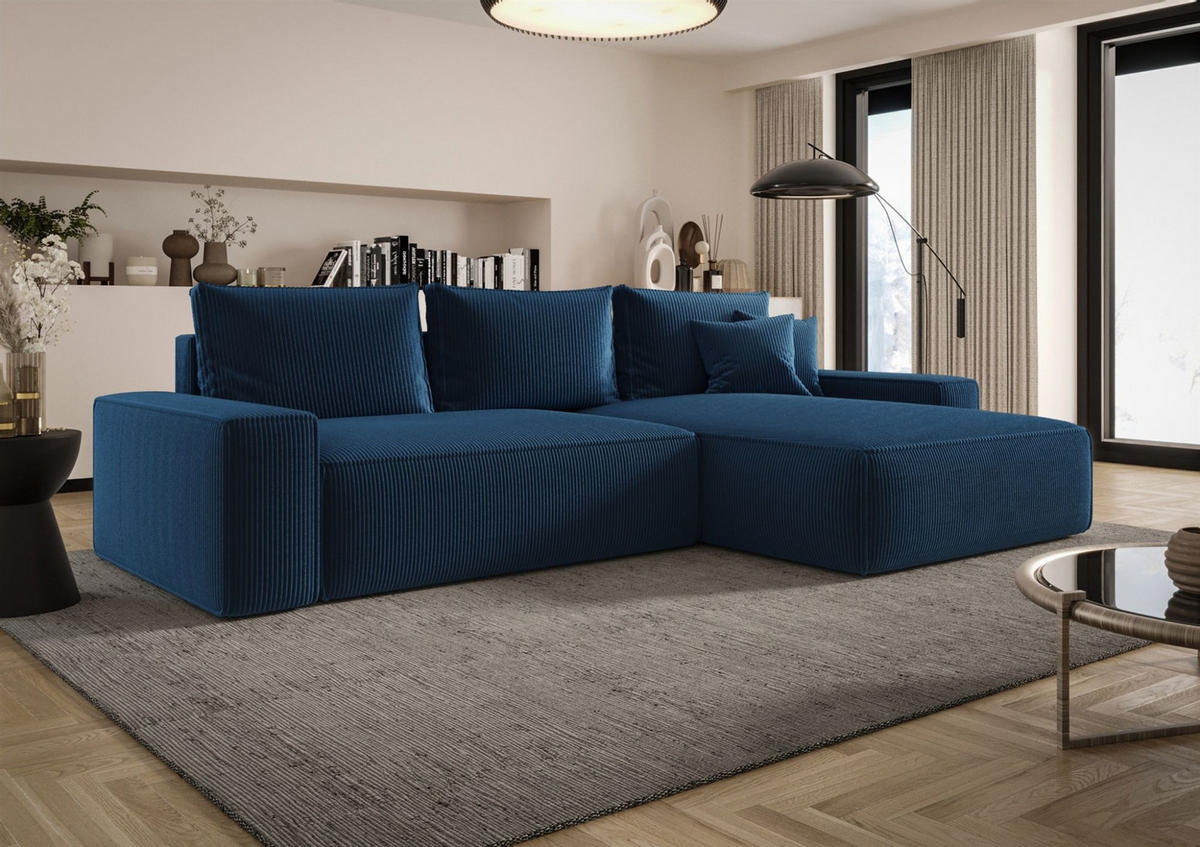 ECKSOFA Walken Mit Schlaffunktion - Blau, Holzwerkstoff/Textil (280/185cm) - Fun Möbel