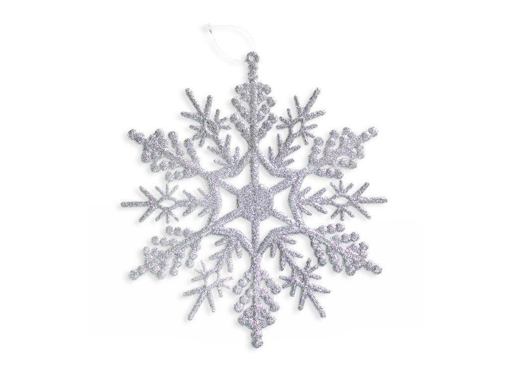 SCHNEEFLOCKE mit Glitzer 17,5 cm - Silberfarben, Kunststoff (17.5/17.5/1cm) - LAALU