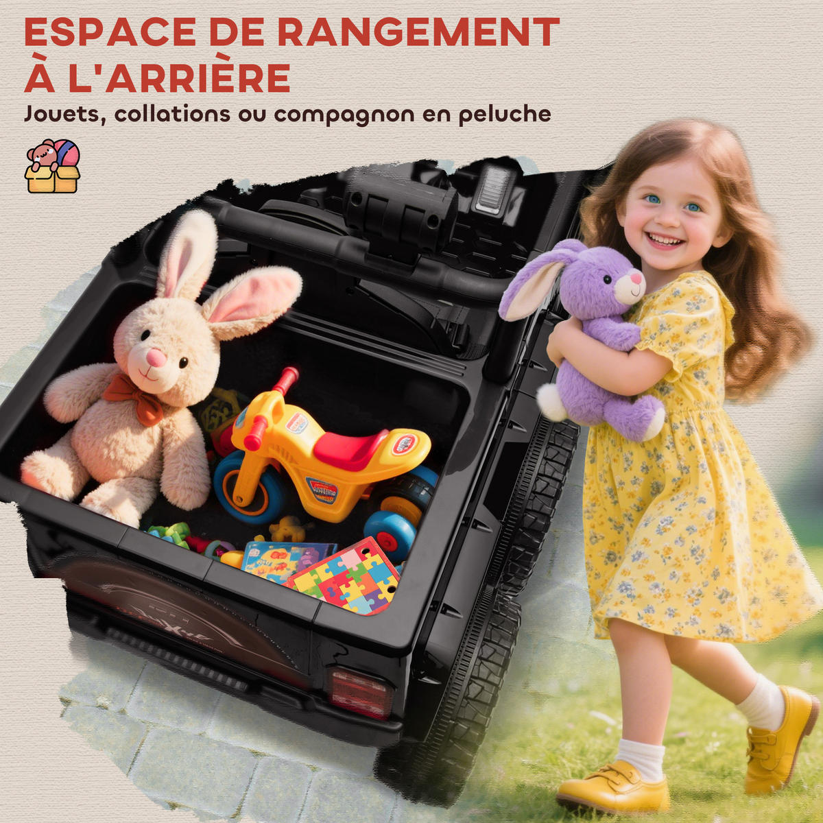ELEKTRO-KINDERAUTO DE-13148 4x4/2x2 Modus Schwarz - Schwarz, Kunststoff (122/62.5/65cm) - ComfortXL