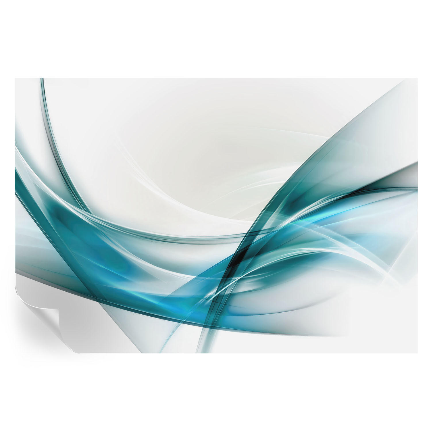 FOTOTAPETE 152x104 cm - Blaue Wellen - Weiß, Textil (152/104cm) - Wallfluent