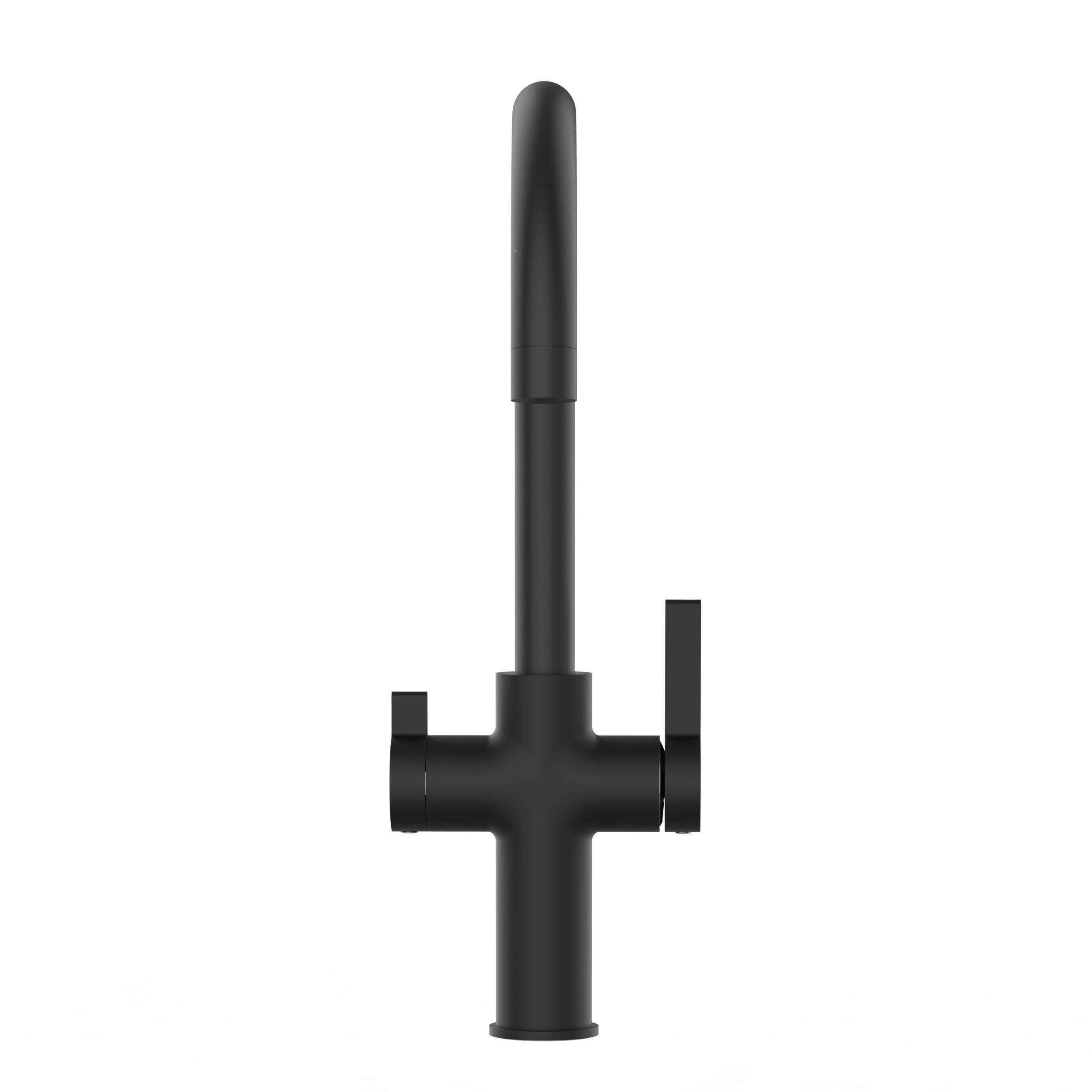 NIEDERDRUCK-3-WEGE-KÜCHENARMATUR, Schwarz Matt, 360° schwenkbar - Schwarz, Metall (21.4/38.5/21.4cm) - VIZIO