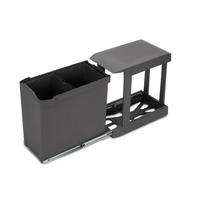 RECYCLINGBEHÄLTER für Küche, 2 x 14 Liter, Unterseitigbefeistigung und automatische Extraktion, Stahl und Kunststoff, Anthrazitgrau - Anthrazit, Metall (26/45/46.5cm) - EMUCA